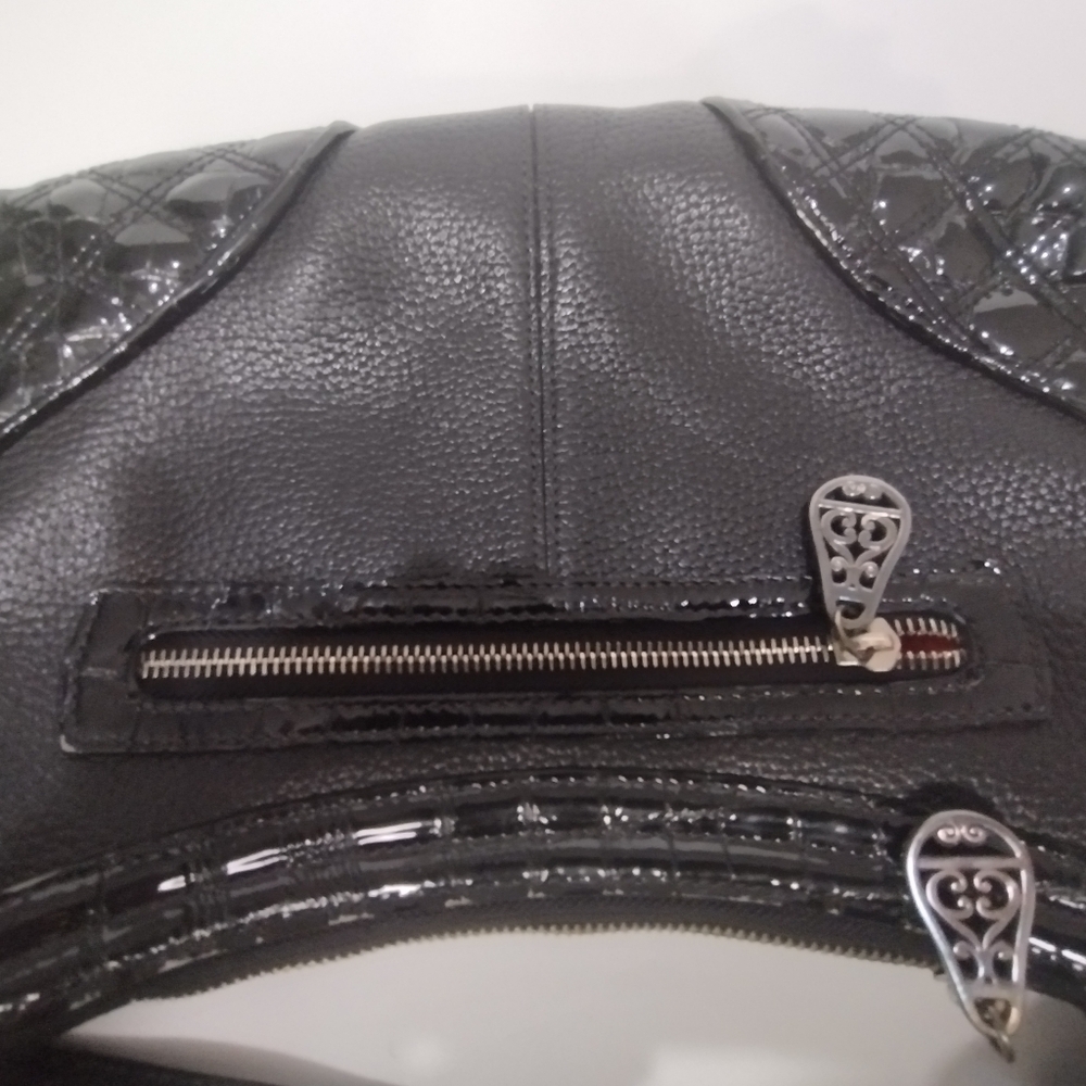 Brighton Leather black, croc & pebble leather handbag purse - Picture 6 of 9